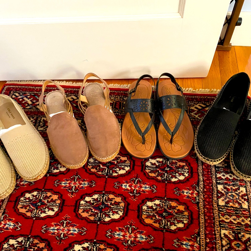 4 pairs of espadrilles and sandals